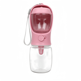 Portable Pet Water Bottle with Food Container - Leakproof Travel Water Dispenser & Collapsible Food Storage for Dogs, Cats, Outdoor Activities (Color: Pink, size: 350ml)